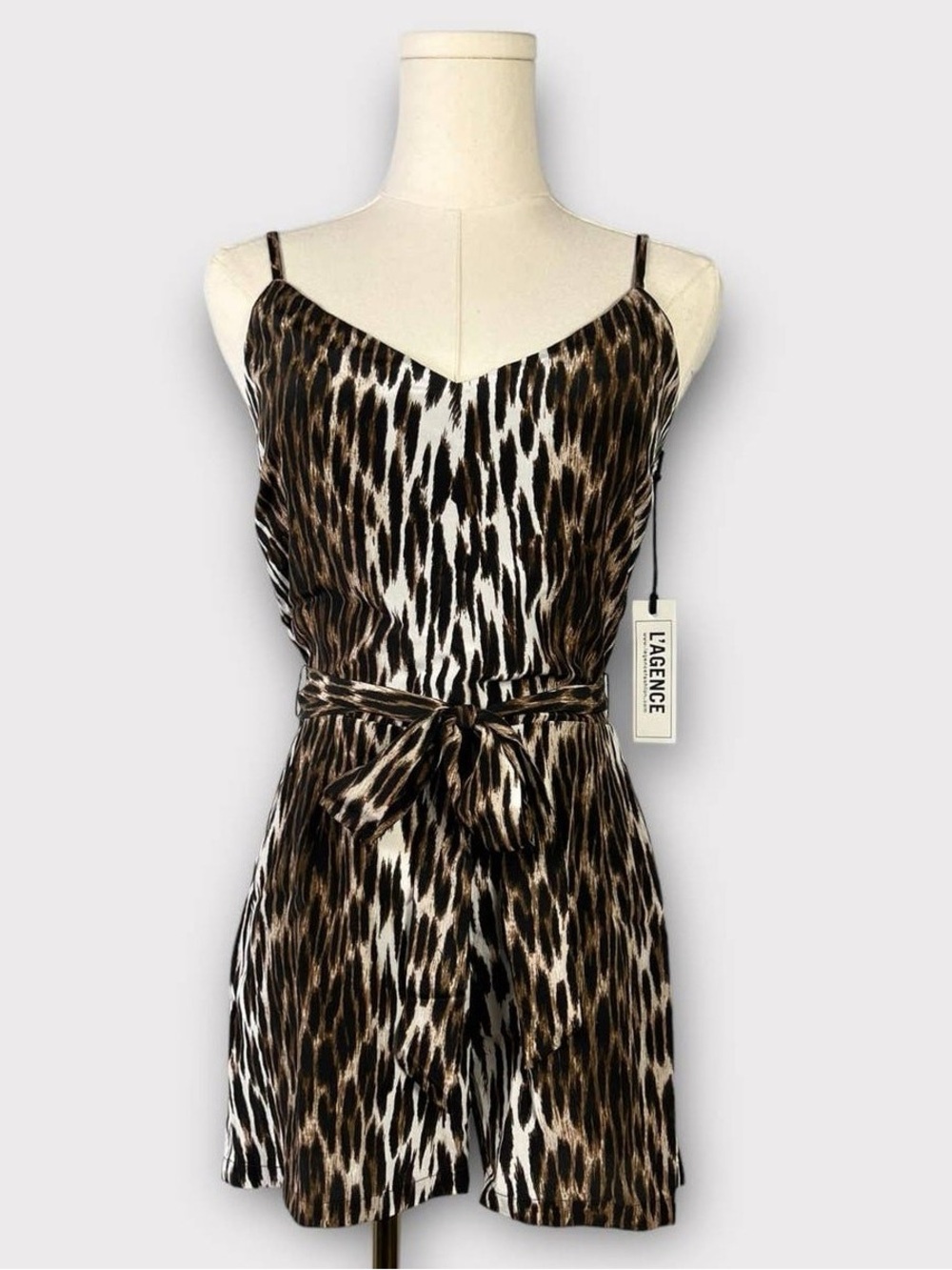 NWOT-L'AGENCE Audra Leopard Print Silk Romper SIZE 4